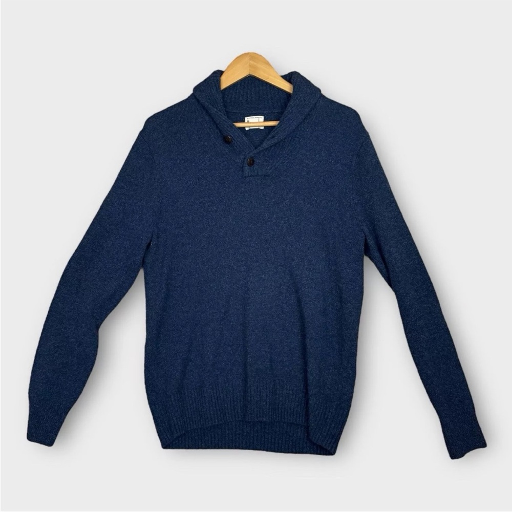 J.Crew Rugged Merino Wool Sweater Mens Medium Navy Blue Heavyweight Collared